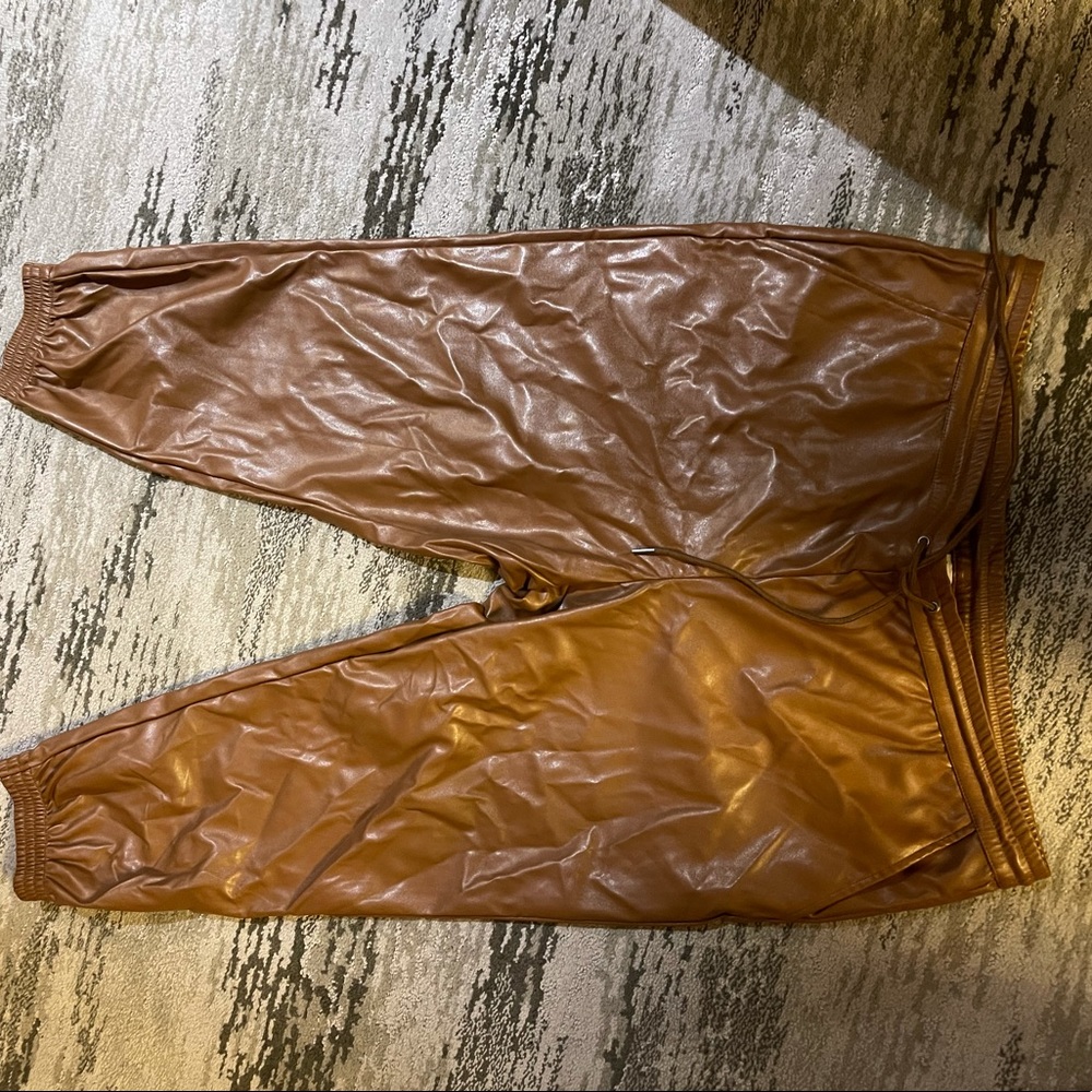 Leather joggers